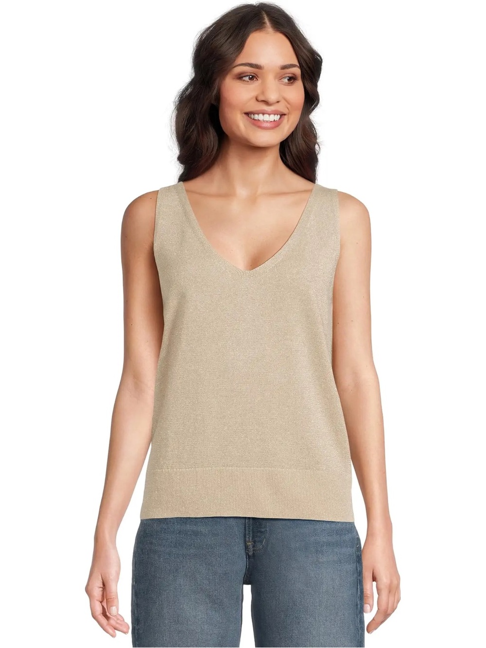NWT Tommy Bahama Addison Shimmer Linen-Blend Knit Tank Top Gold Large